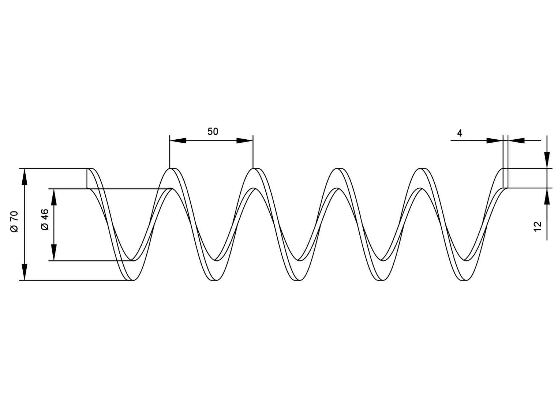 Спираль для гибкого шнека 70*50*46-12*4/3 из нержавеющей стали – 1