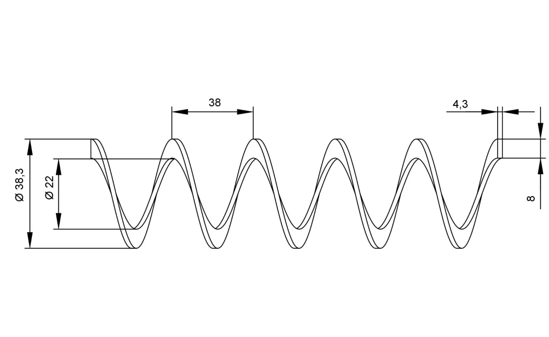 Спираль для гибкого шнека 38.3x38x22-8x4,3 из углеродистой стали – 1