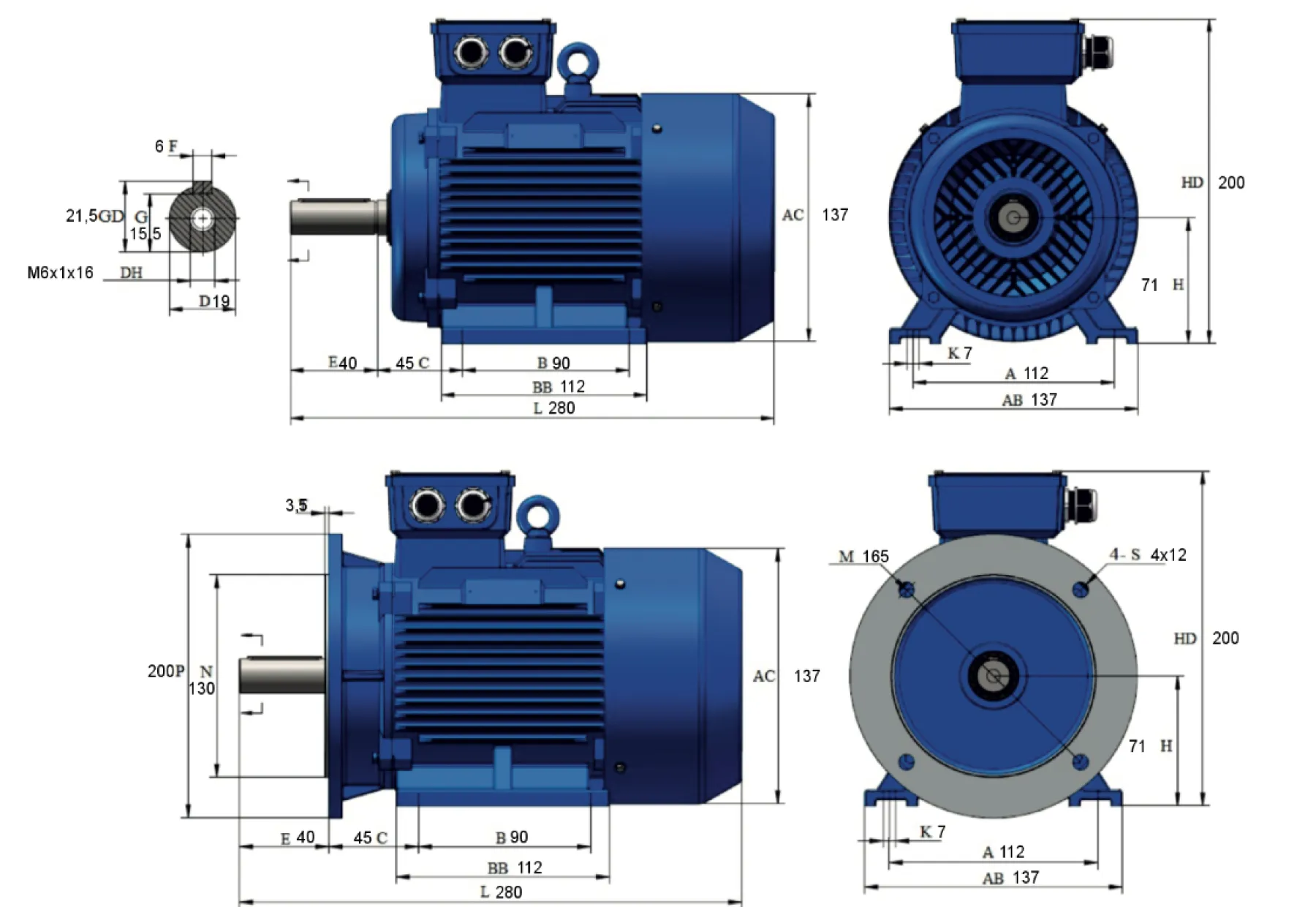 Асинхронный электродвигатель АИР 71B-1.1кВт-2 (2081) – 4